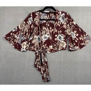 Dainty Holligan Wrap Top Women Small Tie Front Cochella Festival Boho USA Made‎